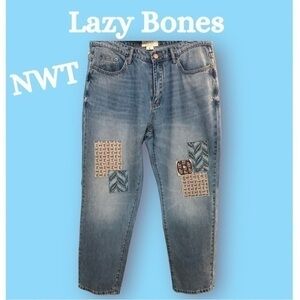 NWT LAZYBONES Patched Balloon Lantern Style Fit Jeans